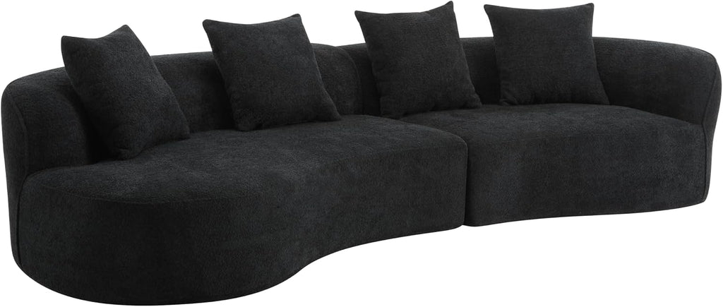 126 Inch Curved Sectional Sofa, Oversized 5-Seater Modern L-Shape Couch with 4 Pillows, Modular Velvet Fabric Sofa