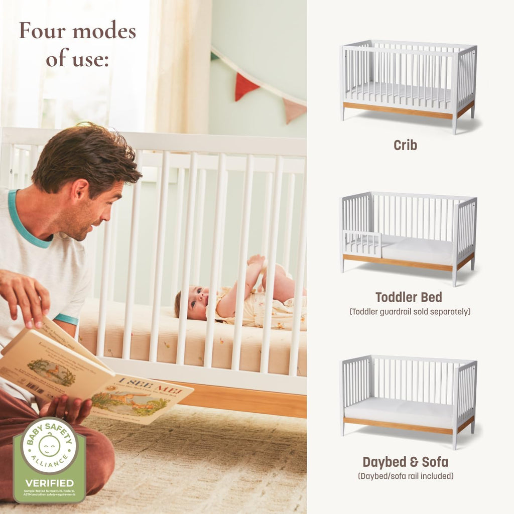 4-in-1 Convertible Baby Crib to Toddler Bed, White