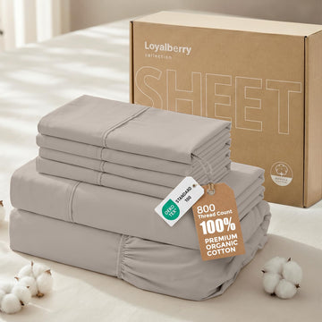 100% Organic King Cotton Sheets, Deep Pocket Set, Breathable & Cooling Soft Bedding, Hotel Luxury Bed Sheets, Easy