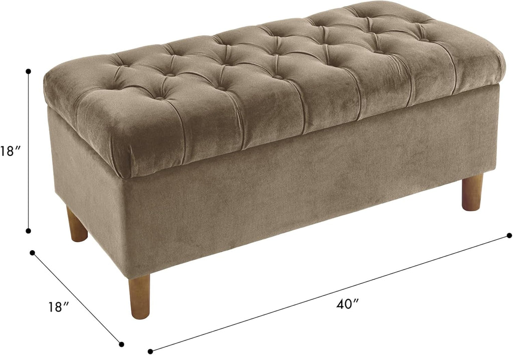 40" Ainsley Button Tufted Storage Bench - Fawn Velvet