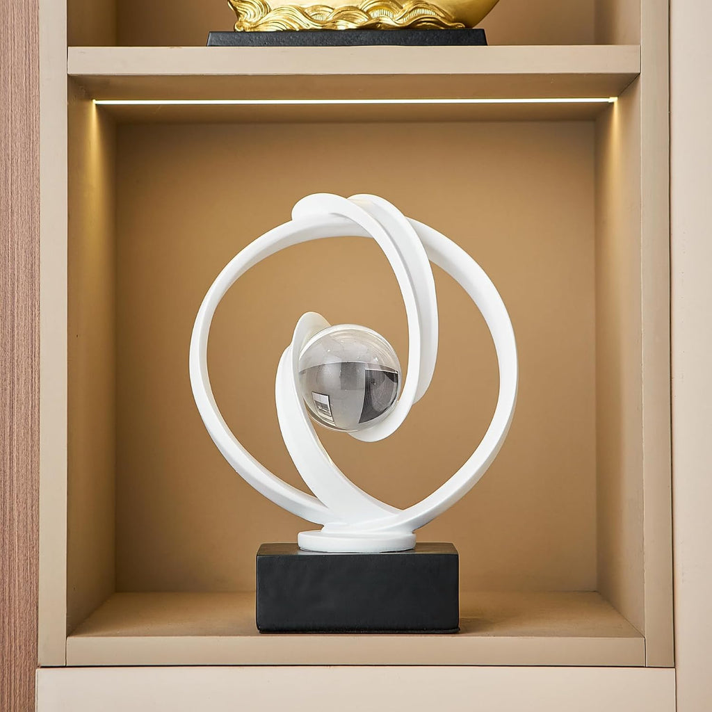 White Statue Decor , Abstract Art Sculptures Home Décor Accents for Coffee Table TV Stand Bookshelf, Resin