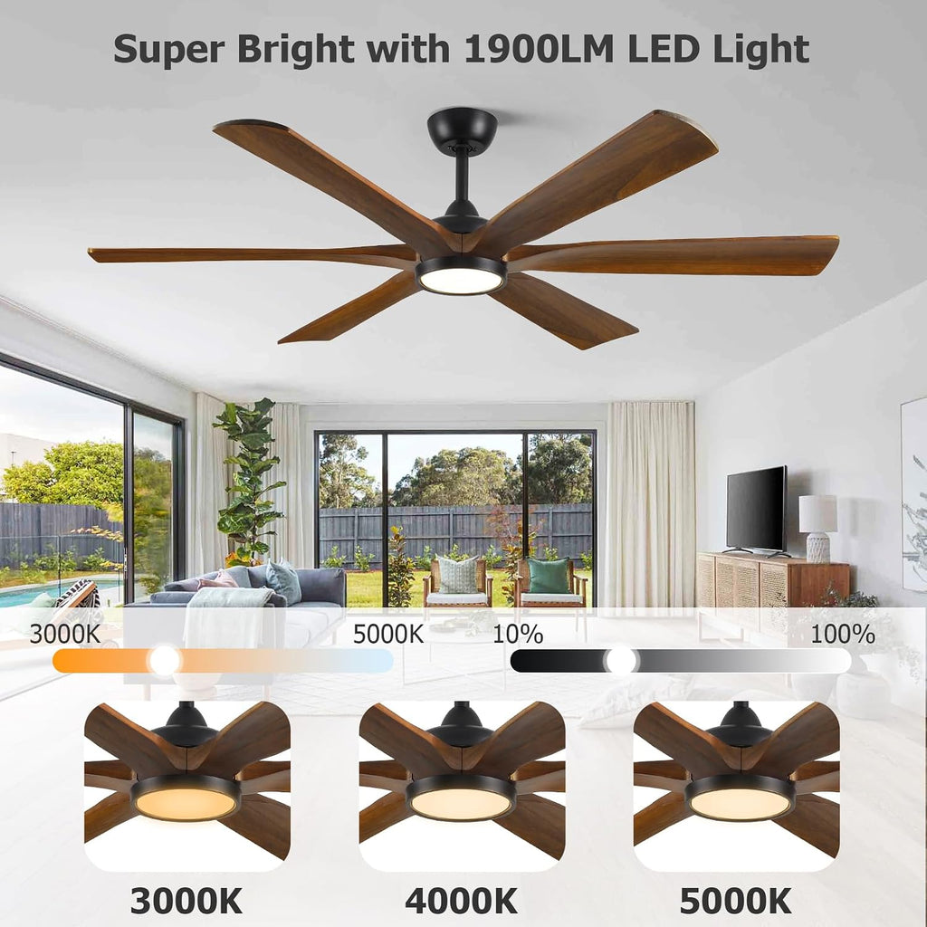 72" Ceiling Fan with LED Light and Remote - Walnut