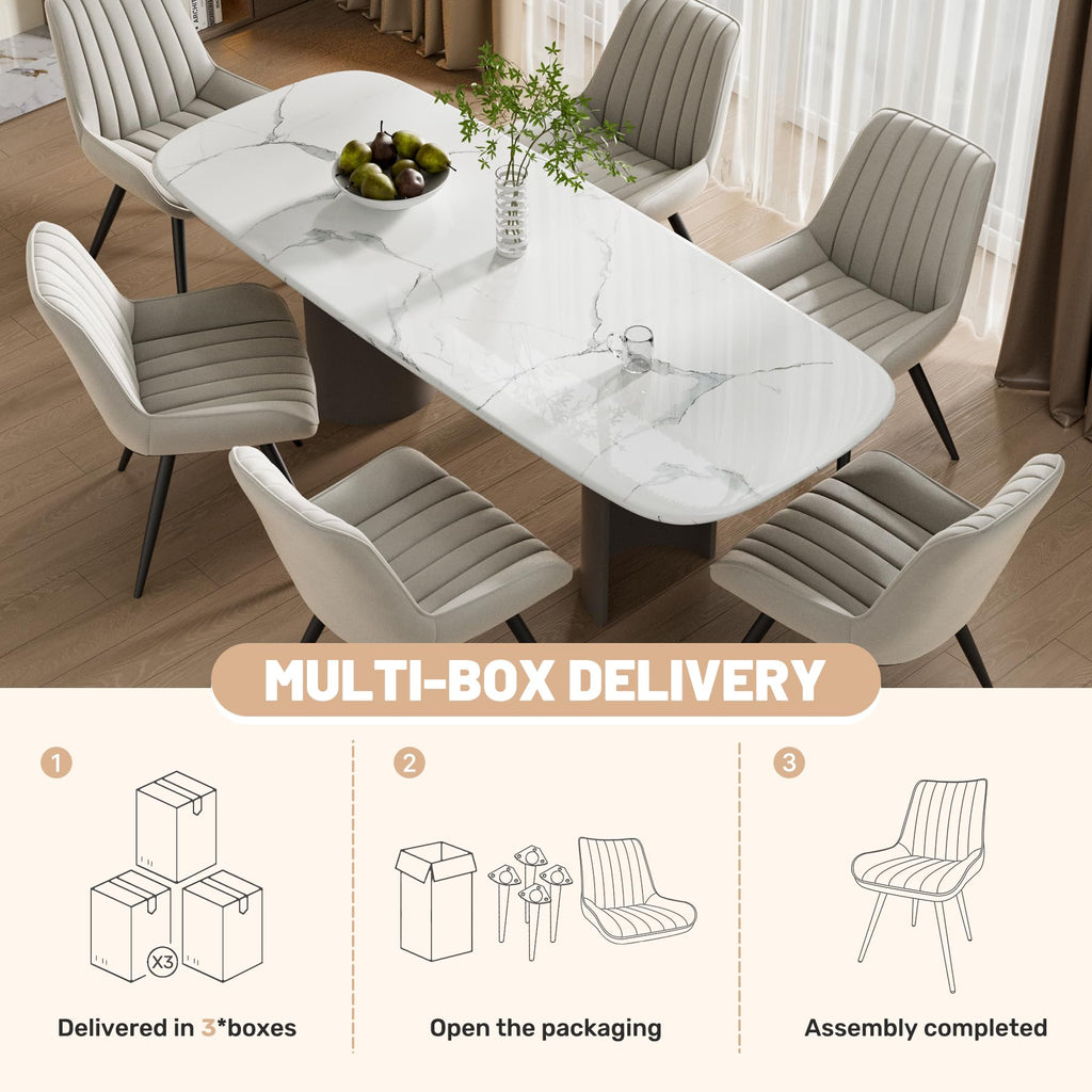 Dining Chairs Set of 6, Mid Century Modern Kitchen Chairs with Soft Cushion, Comfortable Upholstered Fabric Dining