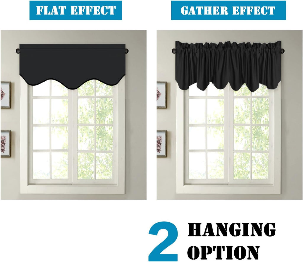 2 Panels Blackout Curtain Valances for Kitchen Windows/Living Room/Bathroom Privacy Protection Rod Pocket Decoration
