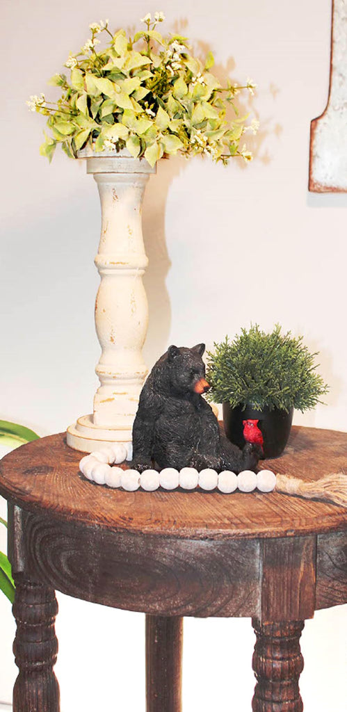 Black Bear and Cardinal Friend Figurine