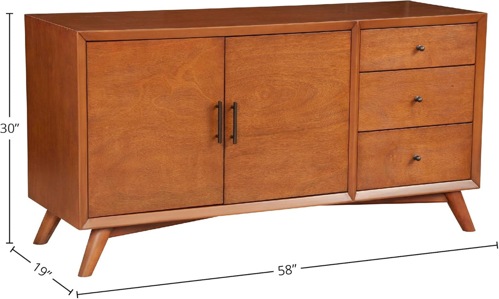 Flynn 58" Mahogany and Okoume Veneer Sideboard with Wine Storage, Chestnut