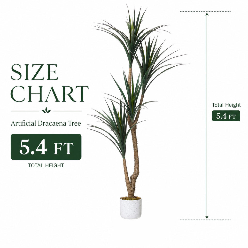 5.4FT Artificial Dracaena Tree with White Spotted Planter