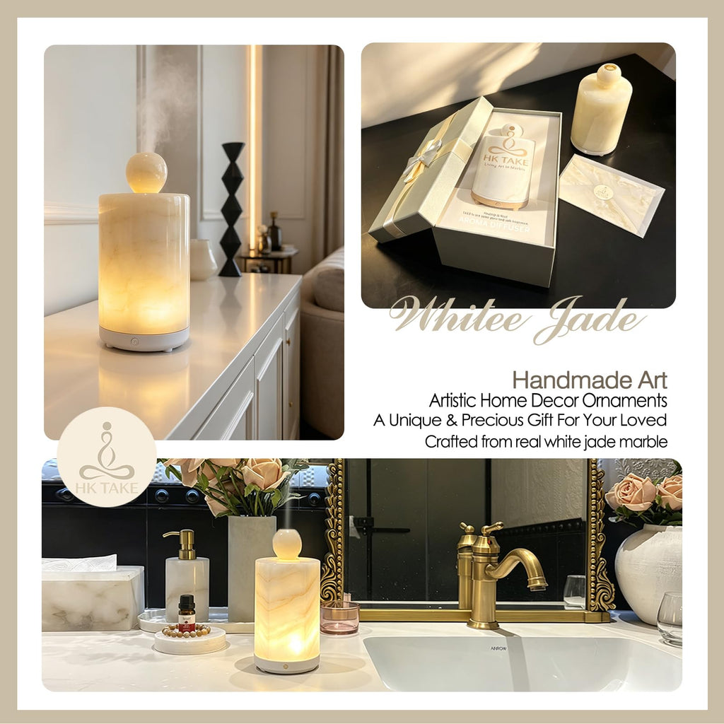 Marble Essential Oil Diffuser Machine Scent Air Humidifier Home and Bedroom Spas Self Care Wellness Gift Set Woman
