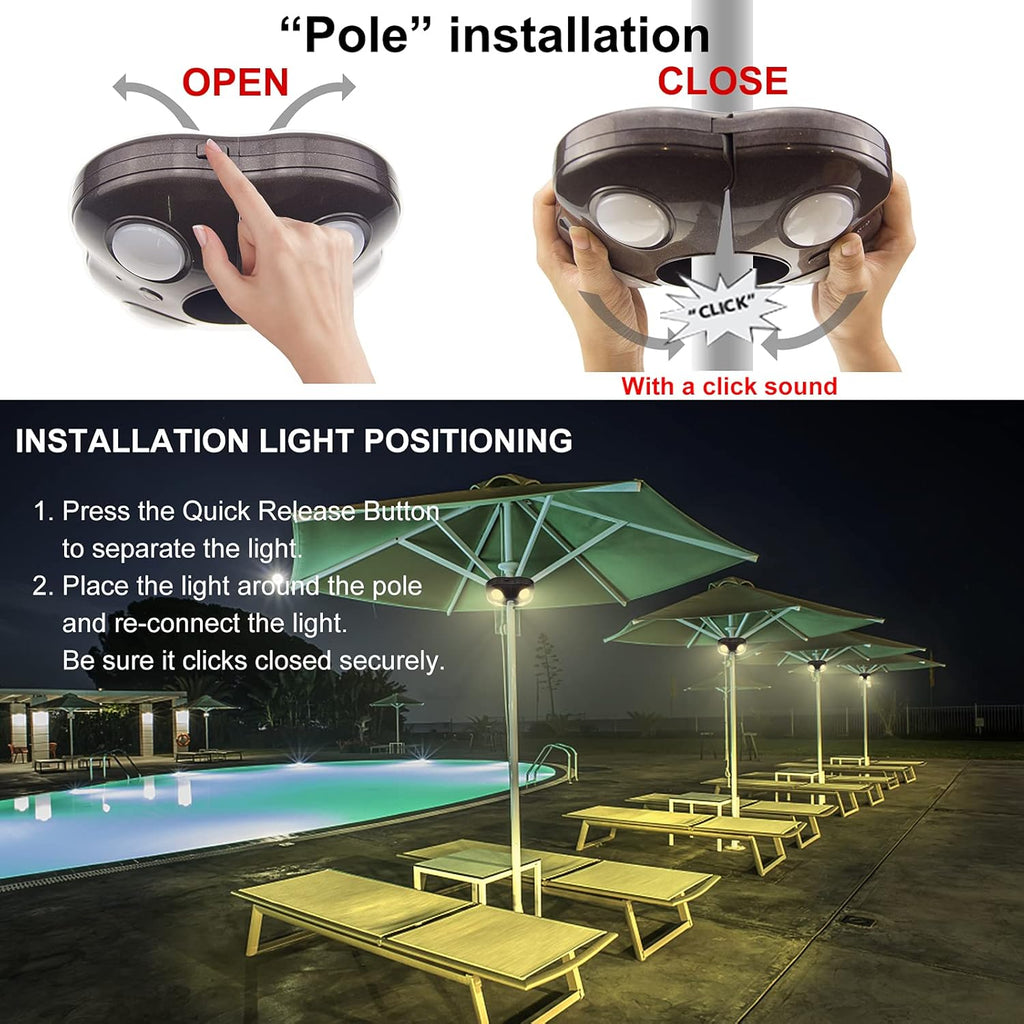Patio Umbrella Light Outdoor Wireless Battery Operated LED Table Umbrella Lights with Remote
