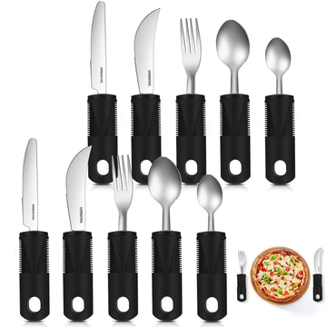 2 Set (10 Pcs) Adaptive Utensils for Hand Tremor, Elderly, Arthritis