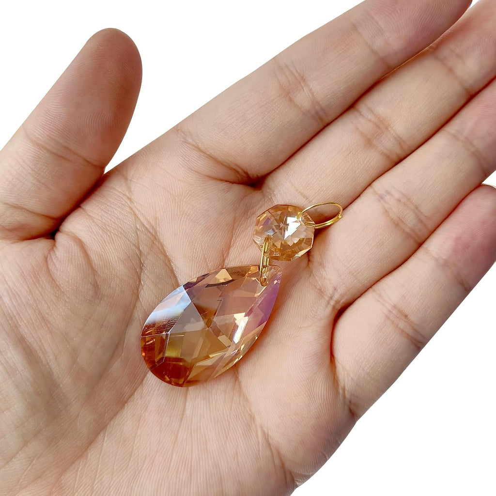 Teardrop Crystal Chandelier, 6 Pack 120mm Length Prisms Part Dark Brown