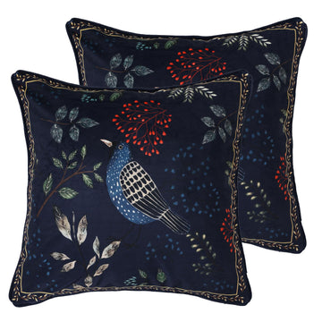 French Velvet Vintage Throw Pillow Cover, Set of 2, 18"x18"