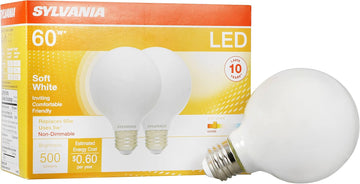 G25 Globe Décor LED Light Bulb, 60W Equivalent Efficient 5W, 10 Year, Non-Dimmable, 500 Lumens, 2700K, Soft White