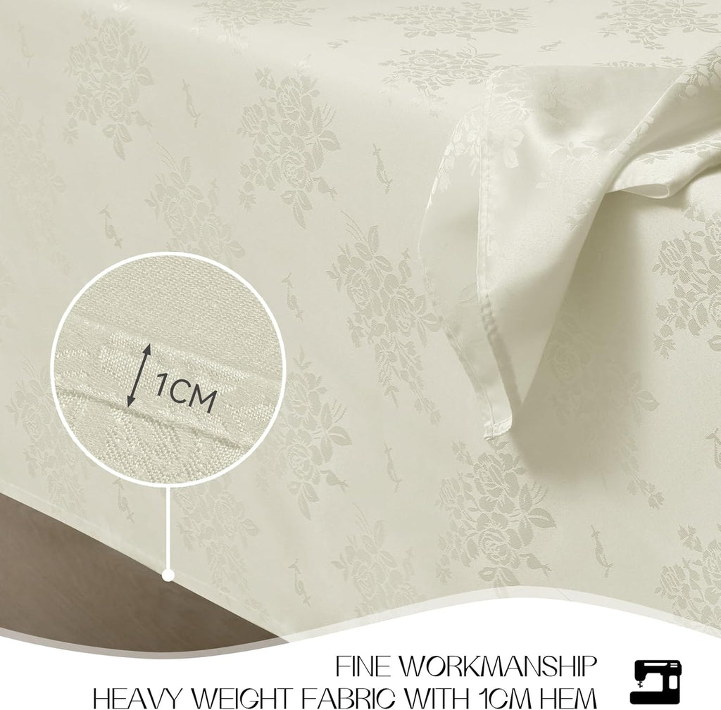 Jacquard Rectangle Tablecloth, Waterproof Elegant Damask Rose Floral Pattern Table Cloth, Washable D