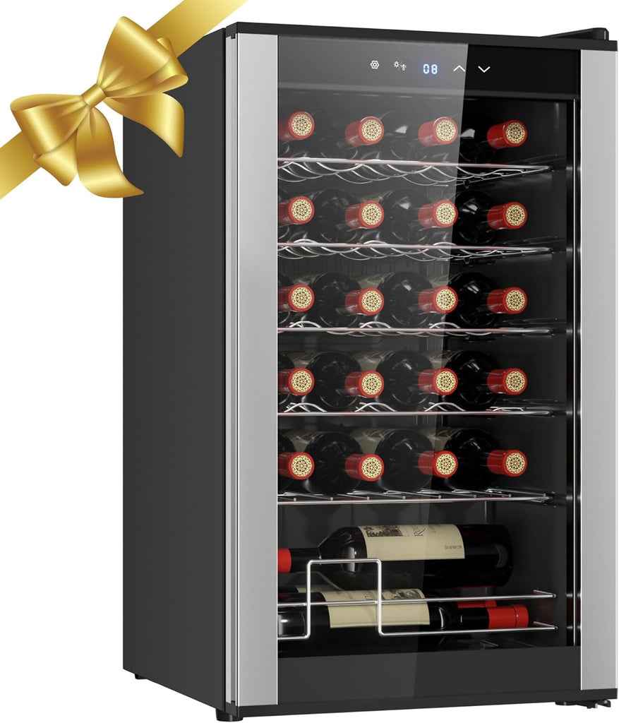 24 Bottle Wine Fridge - Freestanding Wine Cooler with Glass Door, 2.4 cu. ft (68