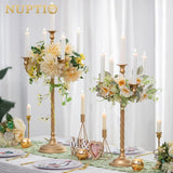 Tall Candelabra Candle Holder 2 Pcs 28in Floor Candlestick Holders Taper Candle Holders Gold 5 Arm Candelabras Candle