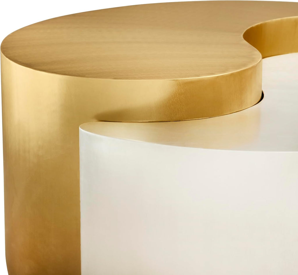 Modern Contemporary Luxury Ying-Yang, Entryway, Home & Office, Gold & Silver Dual Tone Coffee Table (Coffee Table