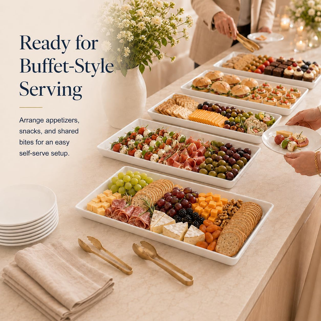 Large Serving Platter, 16/14/12 Inch Rectangular Serving Trays for Serving Food, Serving Tray for Party - Set of 3