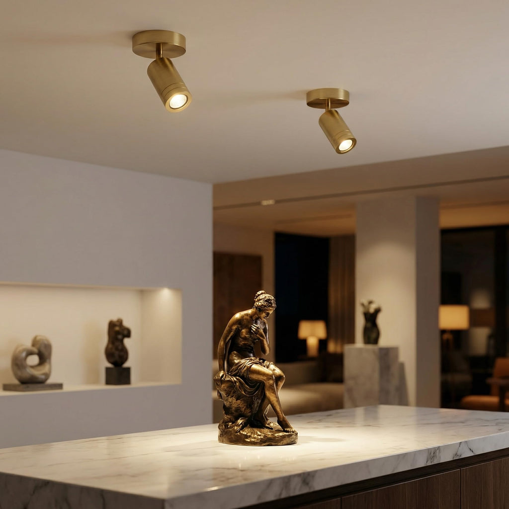 Solid Copper Gold Dimmable Indoor Ceiling Spotlight Directional 9W