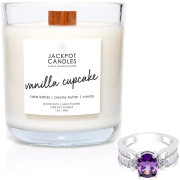 Vanilla Cupcake Candle with Ring Inside (Surprise Jewelry Valued at $15 to $5, 000) Ring Size 9