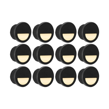 12 Pack Recessed Low Voltage LED Step Riser Light, Diameter 1" Mini Size Landscape Lighting for Outdoor Deck Stair