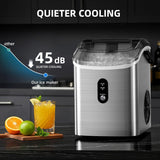 Nugget Ice Maker Countertop with Soft Chewable Ice, Portable Sonic Ice Maker with Basket and Scoop, Removable Top
