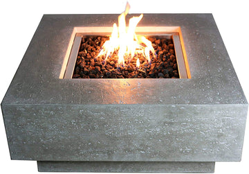 Manhattan Natural Gas Fire Pit Table Cast Concrete 36 x 36-in