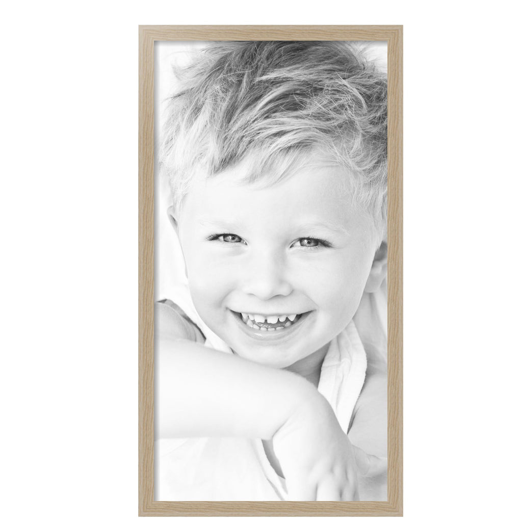 19x37 Inch Brown Picture Frame, This 1.2500 Inch Custom Poster Frame is Natural Oak - Comes with Acrylic and
