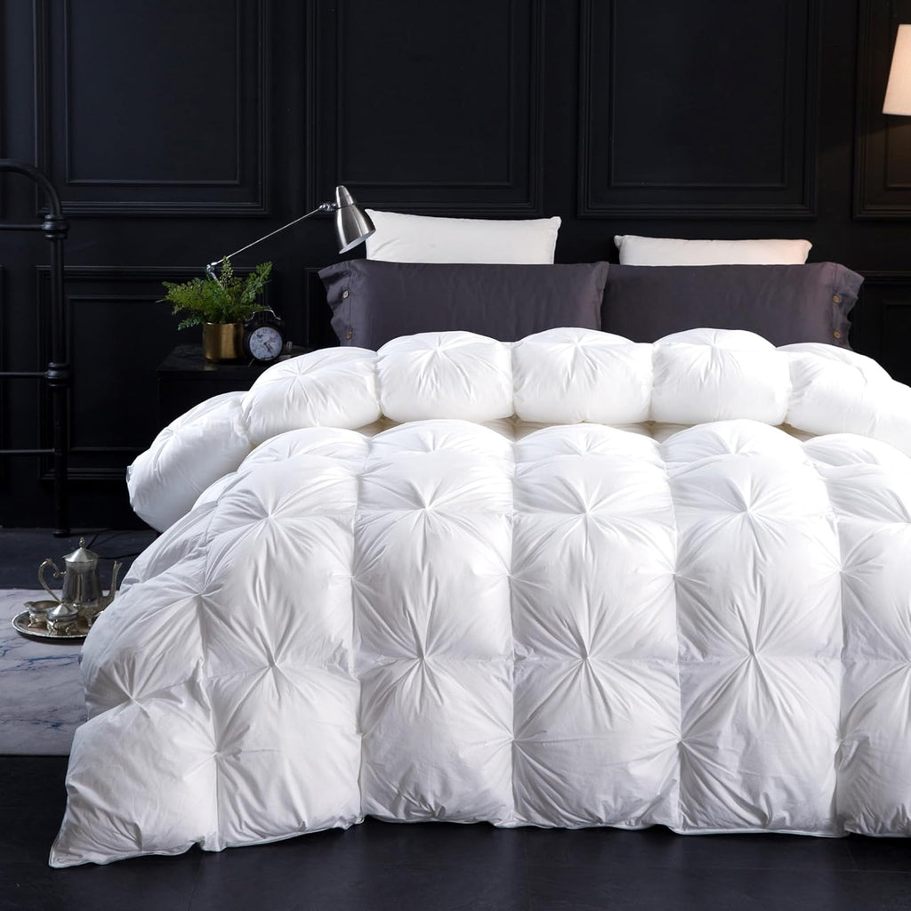 Queen Pinch Pleat Duck Feather Down Fiber Comforter