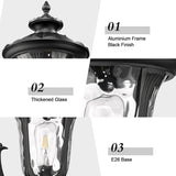 Outdoor Light Fixtures Wall Mount, Waterproof Exterior Wall Lanterns with Waer Ripple Glass, Outside Sconces