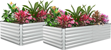 8x4x2ft Raised Garden Bed Outdoor, Galvanized Steel Garden Beds | Raised Garden Beds for Gardening, Planters for