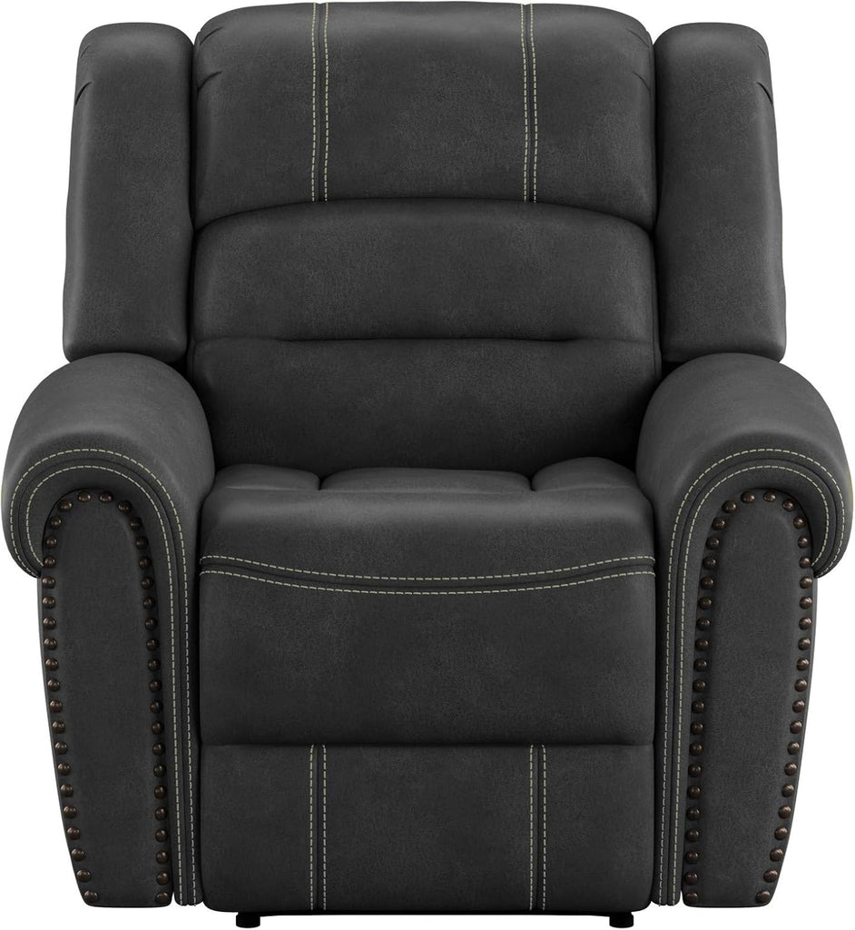 Mason Slate Gray Rocker Recliner with Contrast Stitching
