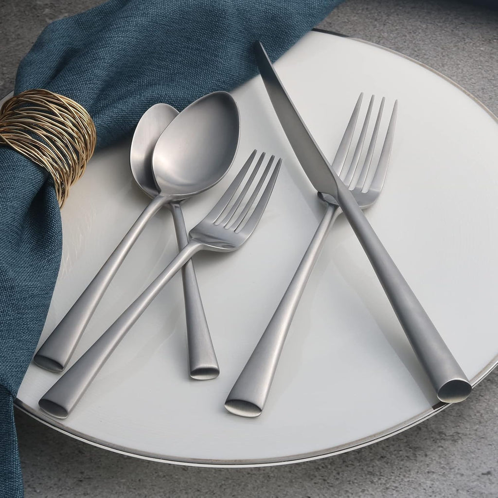 Bailey 20-Piece Forged Stainless Steel Flatware Set Cutlery Set,Service for 4,Matte Satin Finish,Dishwasher Safe…