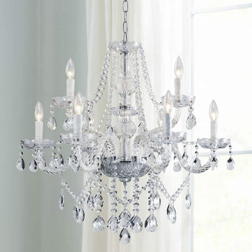 9 Light Modern Contemporary Elegant Crystal Glass Chandelier Pendant Ceiling Lighting Fixture