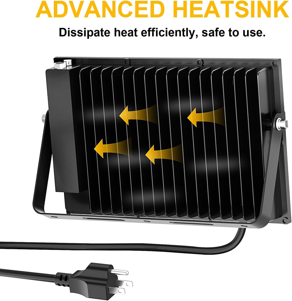 200W Flood Lights Outdoor,19000lm Bright LED Work Light with Plug,Daylight White LED Flood Lighting,IP66 Waterproof