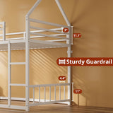 Bunk Bed Twin Over Twin, House Bunk Bed Frame with Ladder and Guardrail