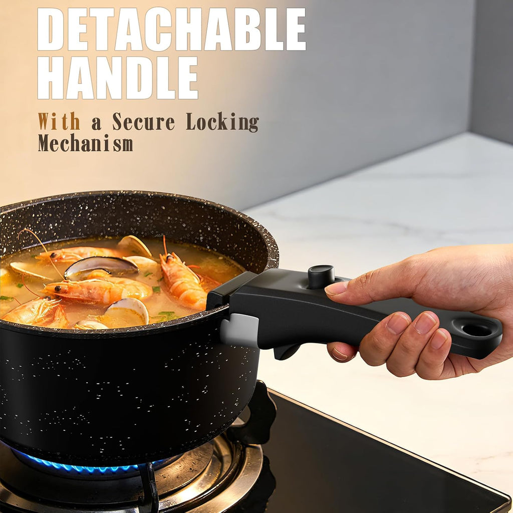 21Pcs Pots and Pans Set Non Stick, Nonstick Ceramic Cookware Sets Detachable Handle, Non Toxic Healthy Induction