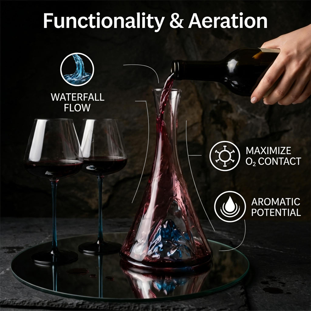 Wine Decanter Set with 2 Glasses, Unique Blue Mountain Gift Box