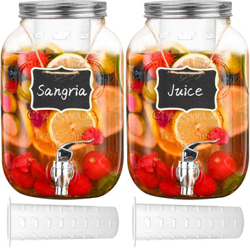 Gallon for Parties,2 Pack Beverage Dispenser with Fruit Infuser,Laundry Detergent Dispenser Punch Bowls Water Juice - Set of 2