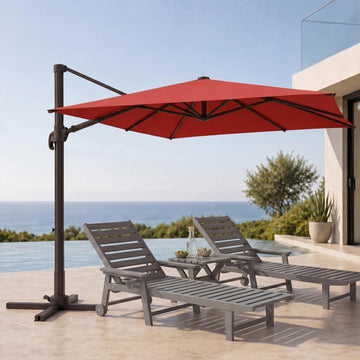 Cantilever Patio Umbrella, Large Square Outdoor Offset Umbrella with Aluminum Pole, 360-degree Rotation Pool