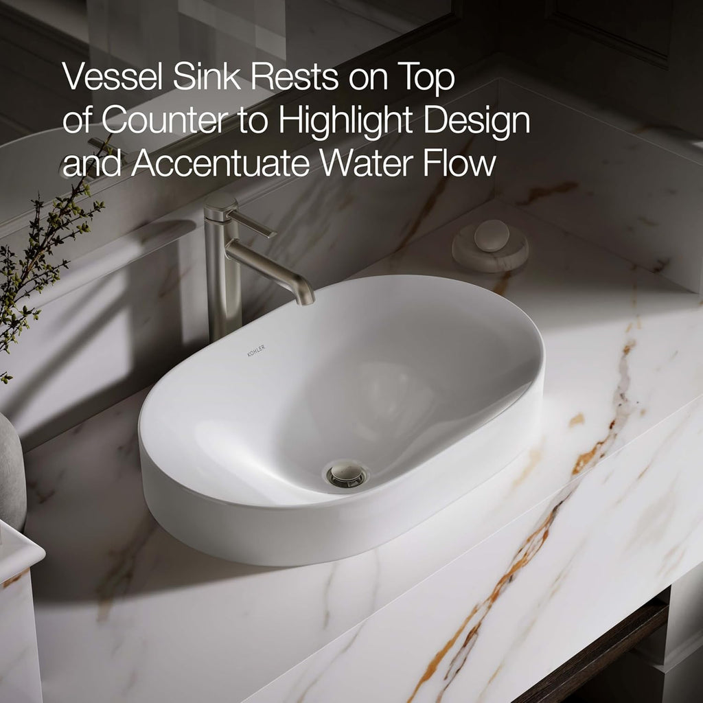 31701-0 Chalice 22-3/4" Oval Bathroom Vessel Sink, Above Counter Vanity Sink Basin, with Overflow, No Faucet Holes