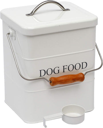 Dog Food Treat Storage Container with lid scoop included - Perfect Farmhouse Dog Food Bin Countertop, Shelf