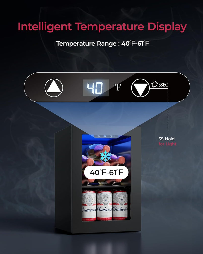 6 Bottles and 6 Cans Compact Beverage Refrigerator, Freestanding Mini Fridge wit