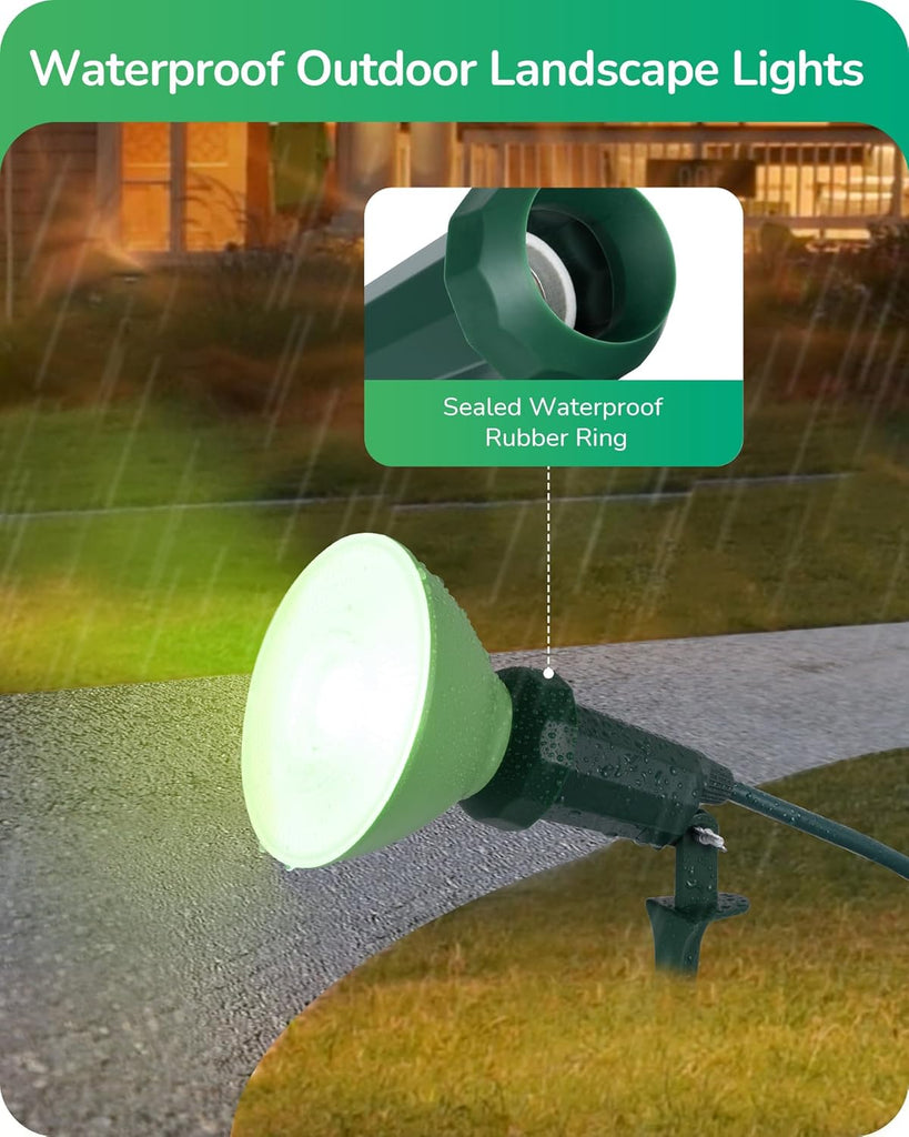 Spotlights Outdoor with 6FT Cord, Flood Stake Lights E26 150W | 120V Weatherproof Plug in LED Landscape Light Socket