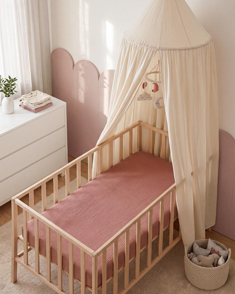 Muslin Crib Sheets, 2 Pack, Blush Bunny Floral & Dusty Pink