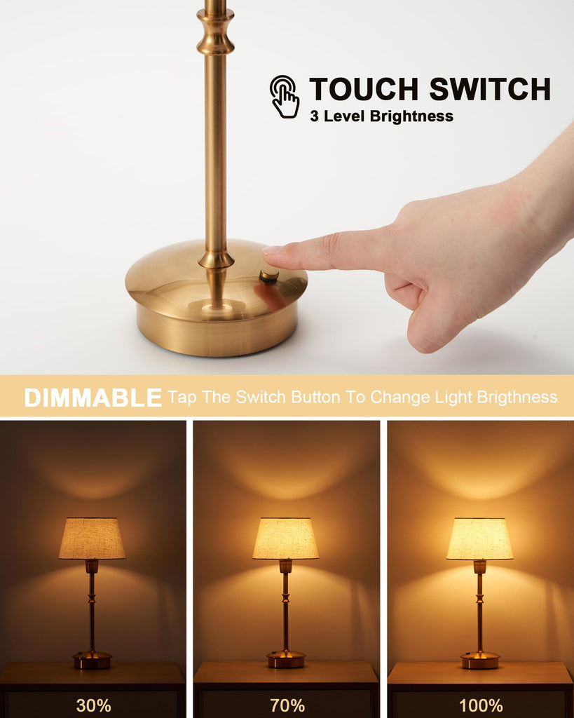 Cordless Rechargeable Table Lamp, Small Battery Operated Table Light