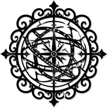 Celestial Armillary Sphere Metal Wall Art, Metal Signs, Metal Outdoor Decor, WallArt Decor, Gothic Middle Ages