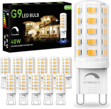 12 Pack G9 LED Bulb Dimmable 4W 3000K Warm White,40 Watt Eq, 120V