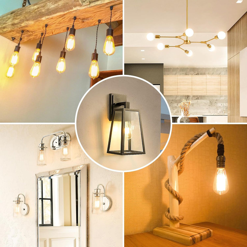 4-Pack Vintage 8W ST64 LED Edison Light Bulbs 100W Equivalent, 1400LM E26 Light Bulbs, 2700K Warm White, Antique