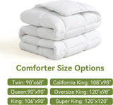 Down Alternative Oversized King Comforter, 120x98Inches, Polyester, White, All Season, Box Stitching
